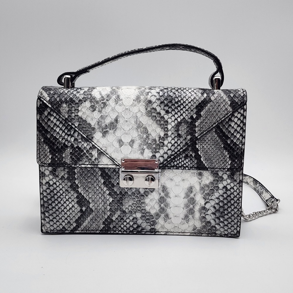 Express Snake Print Crossbody Purse Small Black and‎ White
